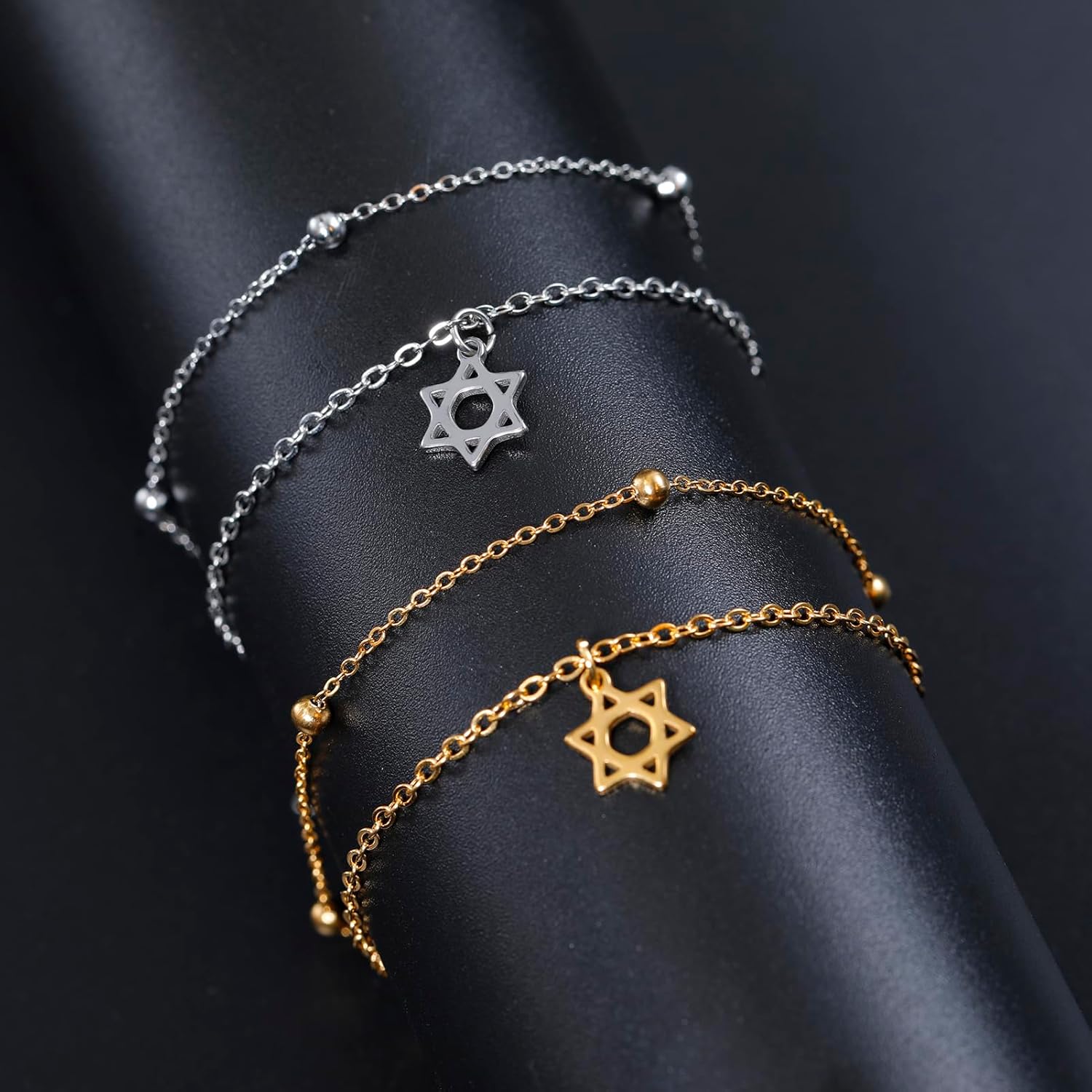 TEAMER Adjustable Star of David Bracelet Double Layer Beads Chain Star of David Bracelet Jewish Hexagram Judaism Amulet Jewelry For Women - Image 5
