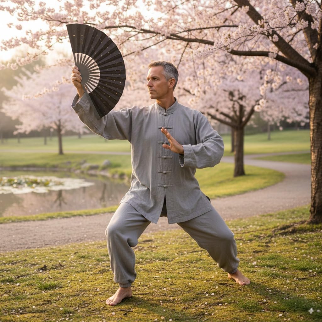 Titanium Folding Fan Lightweight EDC Pocket Chinese Kung Fu Fan with Window Breaking Design (STRIKE Black)