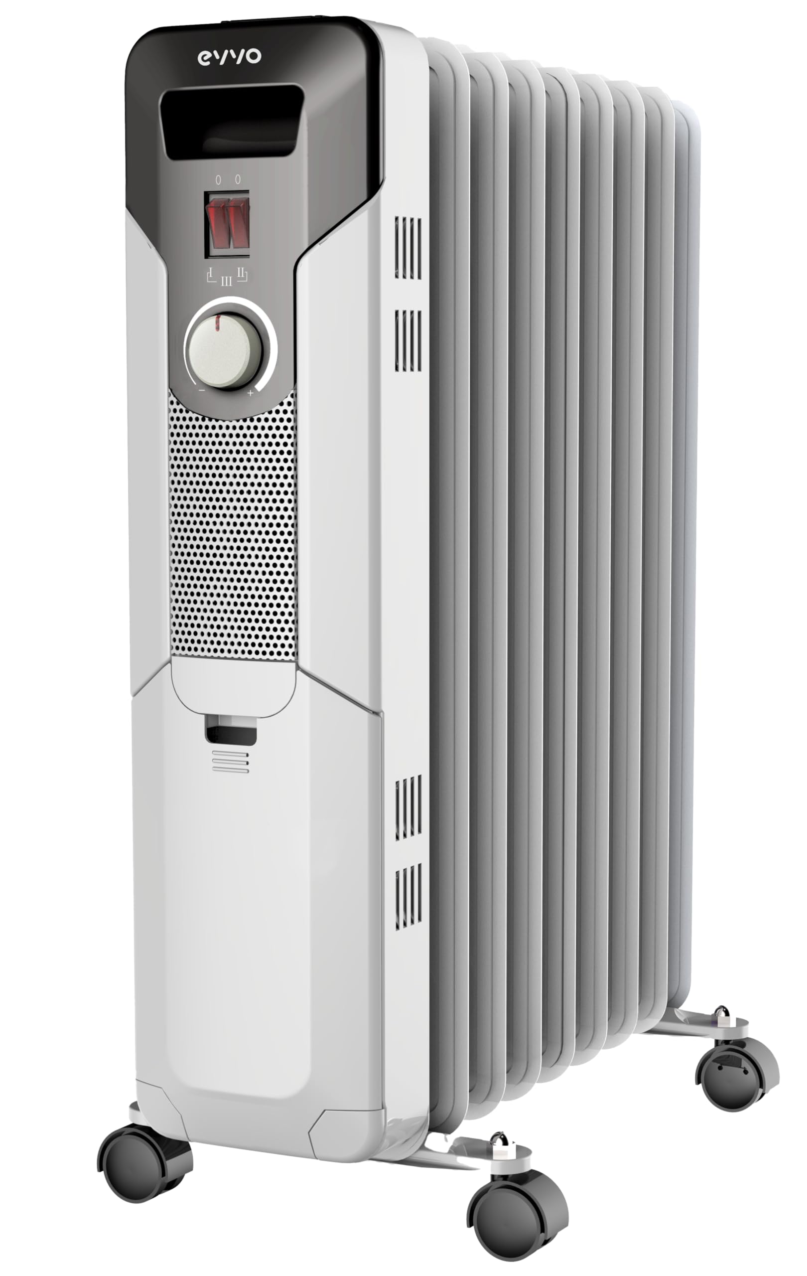 Radiador de Aceite EVVO C9, 2.000W de 9 Elementos, Hasta 20 m2, Bajo Consumo, 3 Modos, Fácil Transporte, Seguridad Sobrecalentamiento, Sistema Recogecables (Blanco)