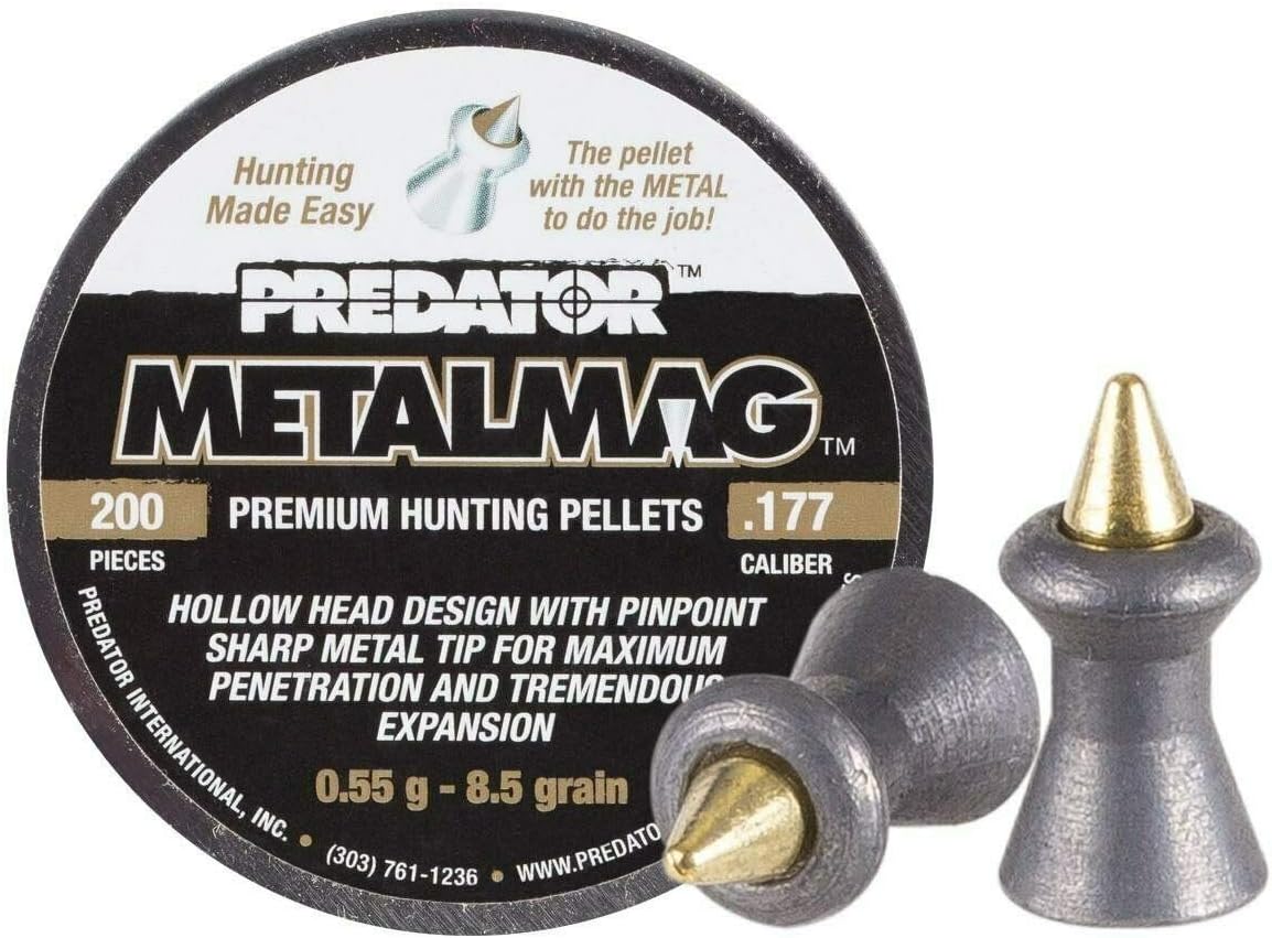 Predator Polymag Metalmag .177 Metal Tipped Airgun Pellets, 100-pack