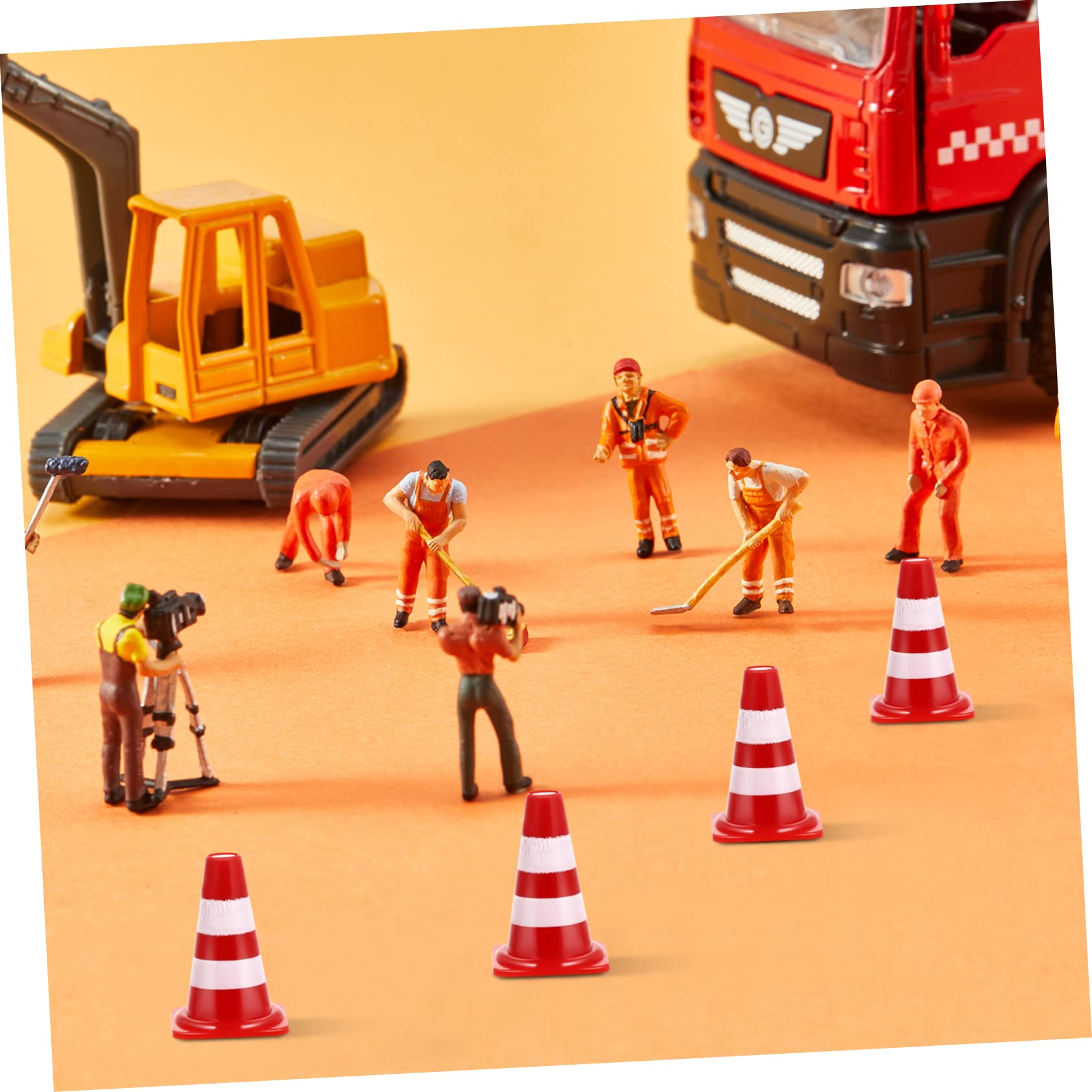 KONTONTY 60Pcs Traffic Sign Educational Road Cones and Roadblocks for Imaginative Play and Transportation Learning