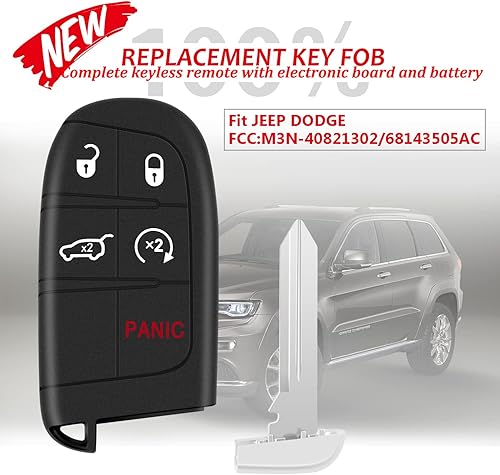 Miniatura 5 de Proximity - Llavero de control remoto inteligente sin llave para Jeep Grand Cherokee 2014-2021, repuesto para FCC ID: M3N-40821302 68143505AC