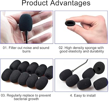 12 Pcs Headset Microphone Covers Foam, Microphone Foam Cover, Microphone Protector, Handheld Mic Foam Windshield, 30X22X8MM