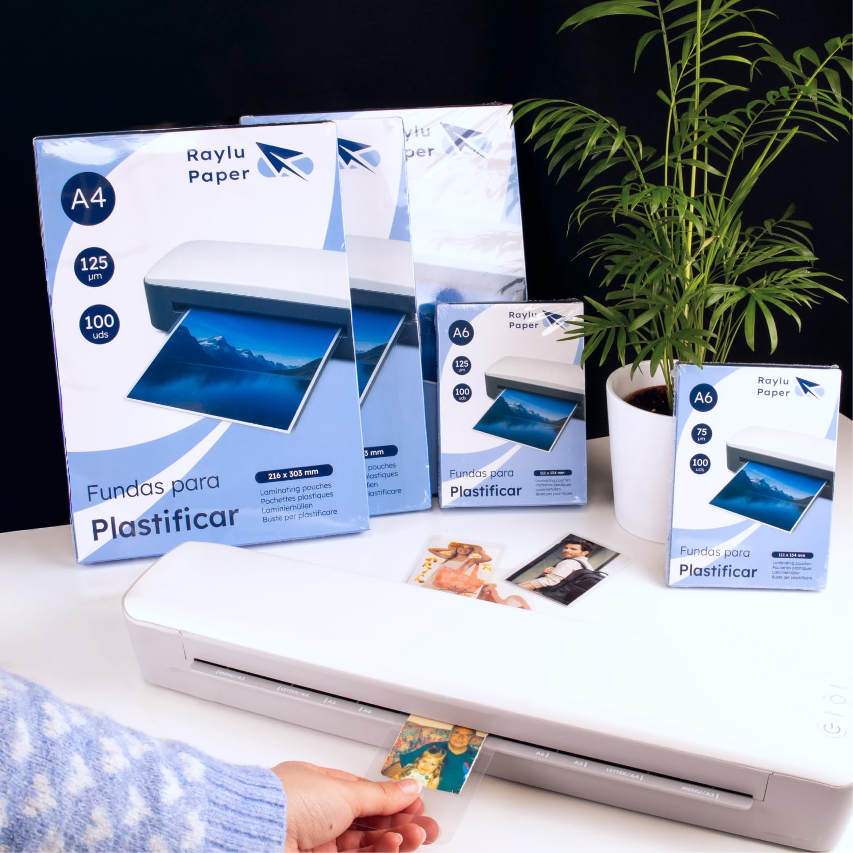 RAYLU fundas plastificar A4 125 micras transparentes brillante pack 100