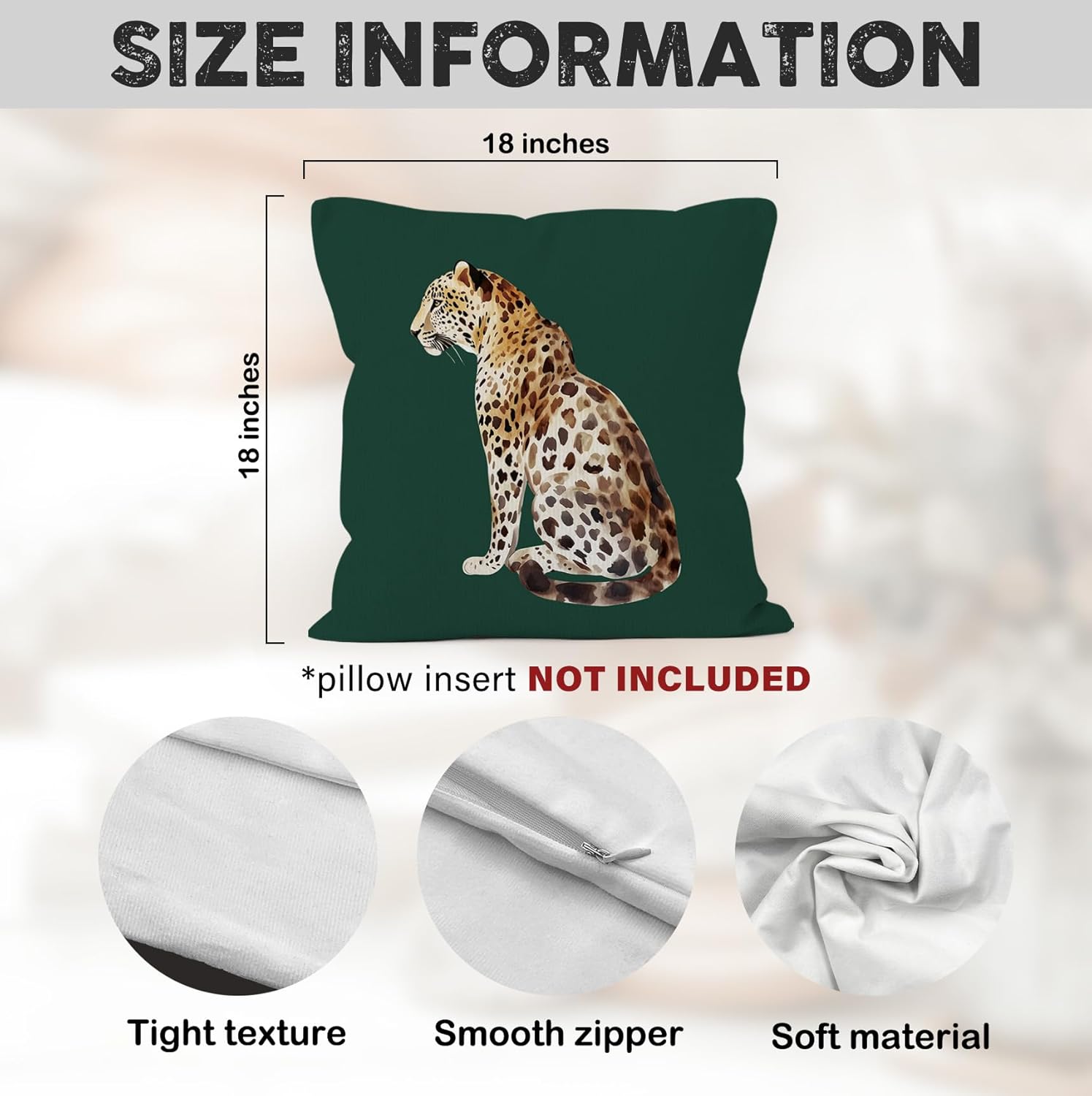 Emerald Green Cheetah Throw Pillow Covers 18x18 Set of 4, Trendy Leopard Lucky 8 Balls Decor Pillow Cases for Teen Girls Dorm Bedroom, Retro Preppy Cheetah Print Pillowcases for Couch Bed