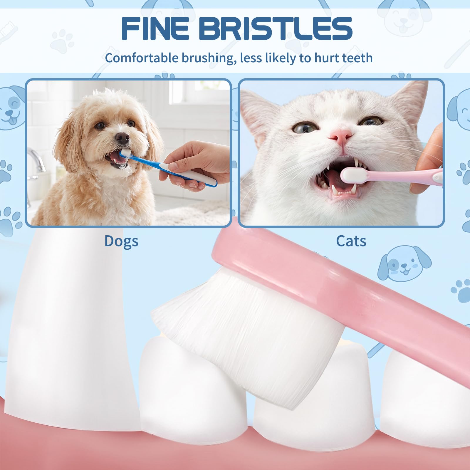 5 spazzolini da denti per cani, setole morbide e sottili da 0,01 mm, per cani e gatti | Testina pratica, comoda impugnatura in PP+PBT, 5 colori per una facile assegnazione, per cani e gatti a casa.