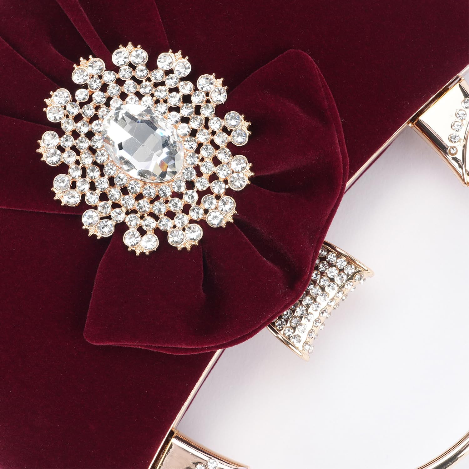 Velvet Evening Bags For Women With Flower Closure Rhinestone Crystal Embellished Clutch Purse For Party Wedding - Image 2