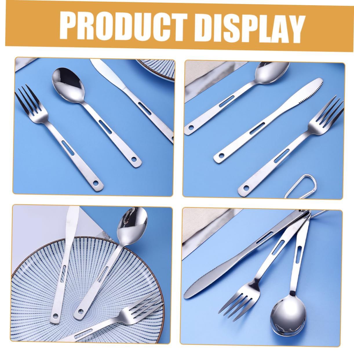 Toddmomy Cubiertos para Camping De Acero Inoxidable Tenedor Cortador y Cuchara para Viajes y Acampada Portátil