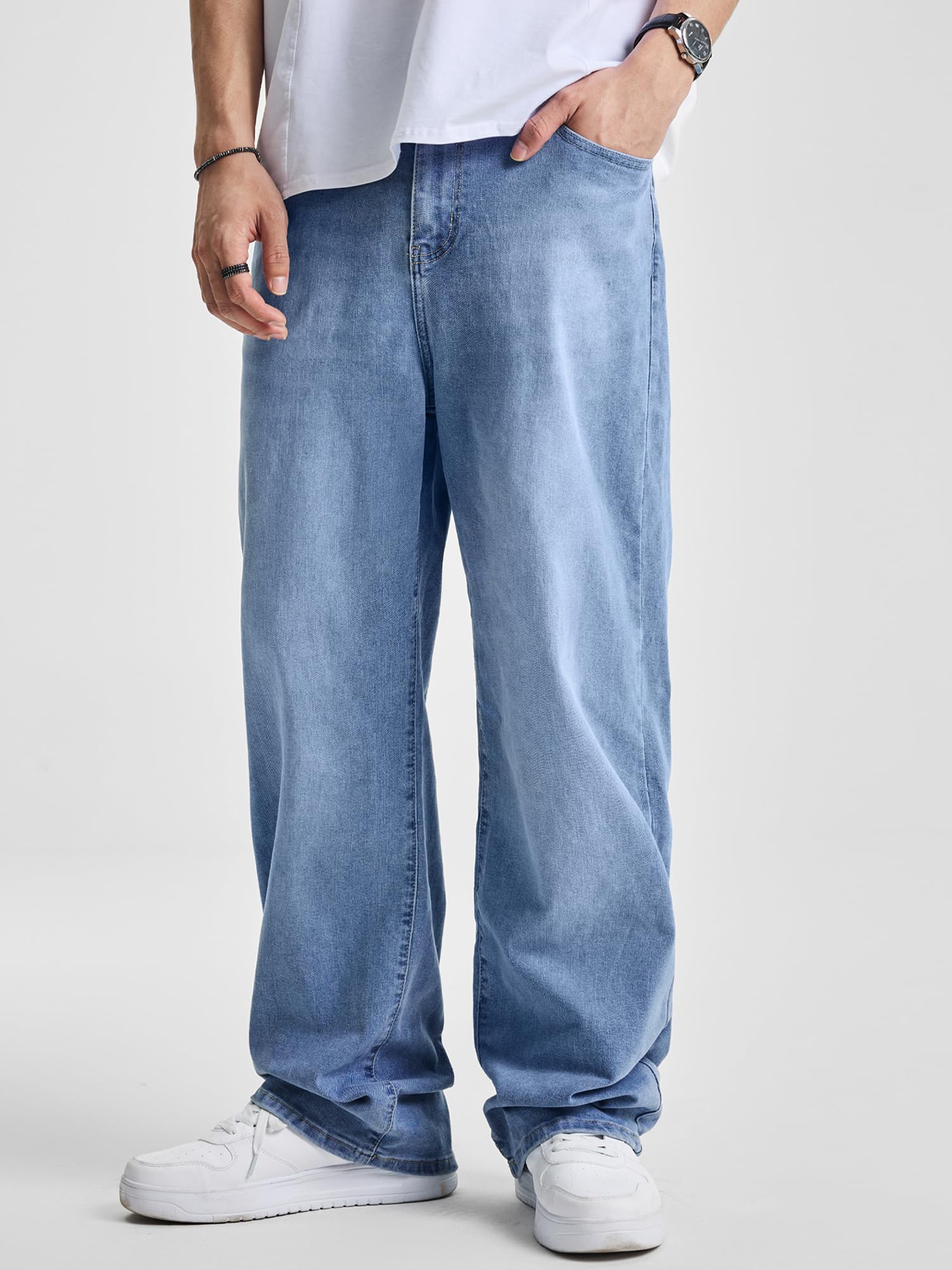 JMIERR Jeans Herren Baggy Weite Jeans Hose Herren Stretch Vintage Y2K Hip Hop Denim Hosen Loose Fit Streetwear Freizeithosen
