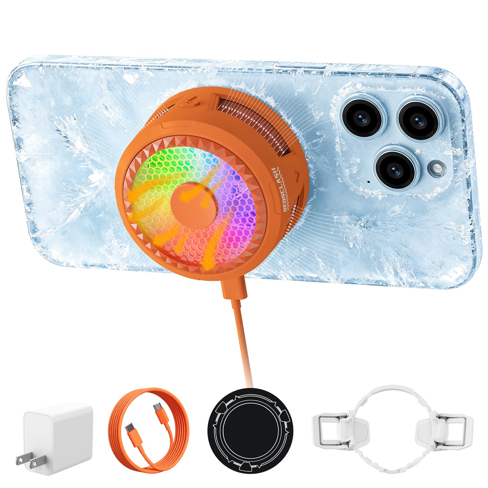 Ai Phone Cooler 3-Second Cooling Magnetic Cooler for Gaming Portable Phone Radiator Variable Frequency Temperature Control Anti-Condensation Cool Fan for iPhone/Android