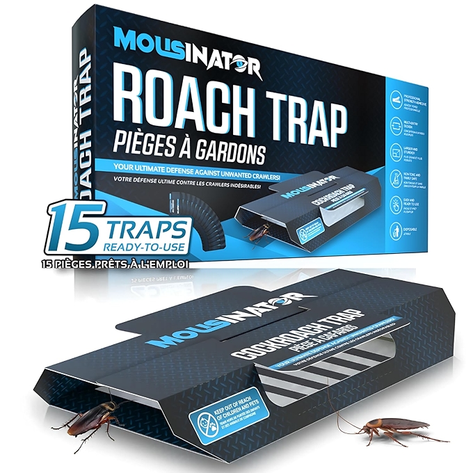 MOUSINATOR Sticky Indoor Cockroach Traps - Multi-Entry Design