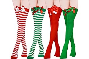 4 Pairs Christmas Thigh High Socks: The Festive Legwear for Holiday Cheer