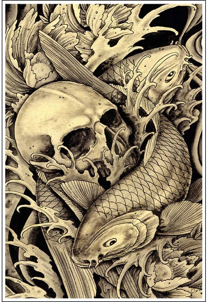 Amazon.com: Koi Skull by Clark North Japanese Traditional Tattoo