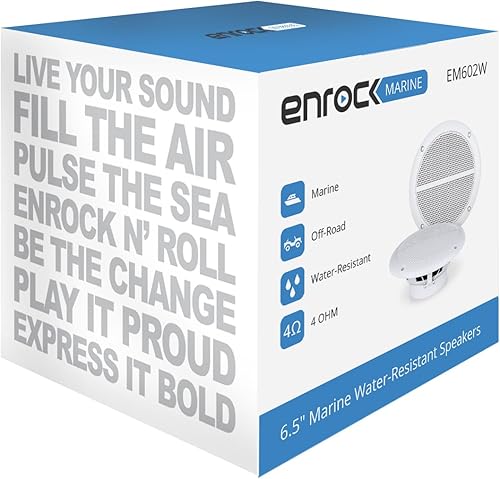 Vista 6 de Enrock - Altavoces marinos de rango completo de 2 vías de potencia máxima de 6.5 pulgadas, 90 W, color blanco, par
