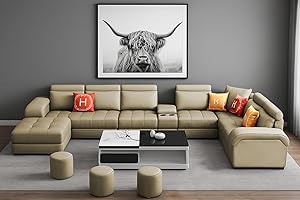 Casaliving Emerson Modern U-Shaped Sectional Sofa Set 9 SeaterSofa Couch with 3 Puffy for Hall (Cream Colour) Premium...