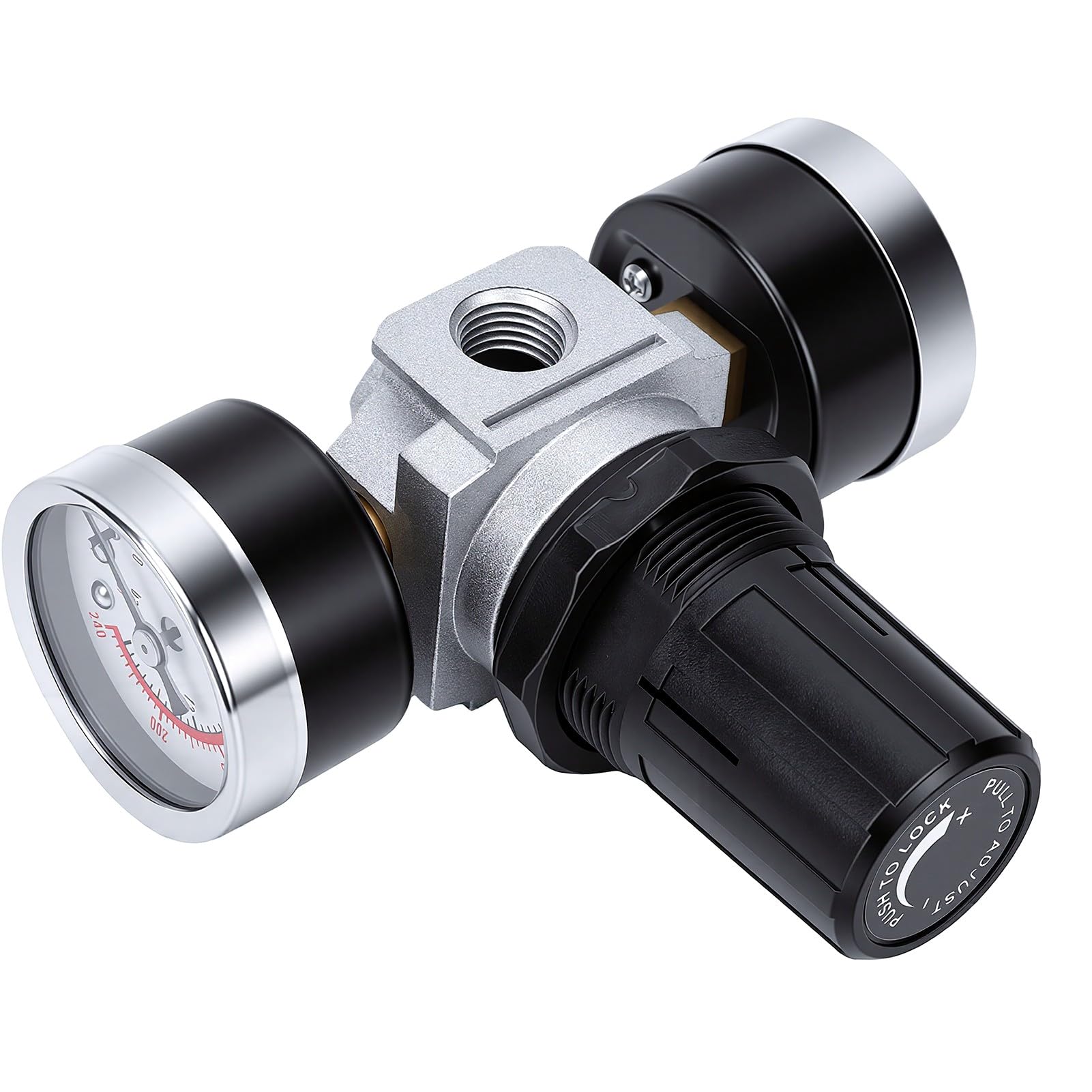 ASHATA Régulateur de Pression D'air avec Manomètre 0-150 PSI 1/4 NPT