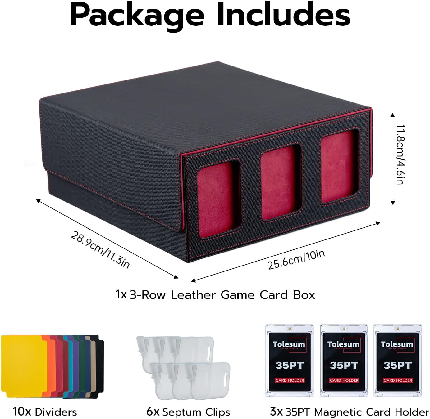 Commander Deck Box pour MTG avec 3cartes magnétiques 35PT, boîte pour plus de 1800 cartes avec 10 séparateurs et 6 clips de clôture — vue 7