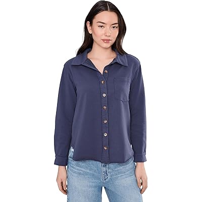 Mod-o-doc Long Sleeve Button Front Shacket sailor blue
