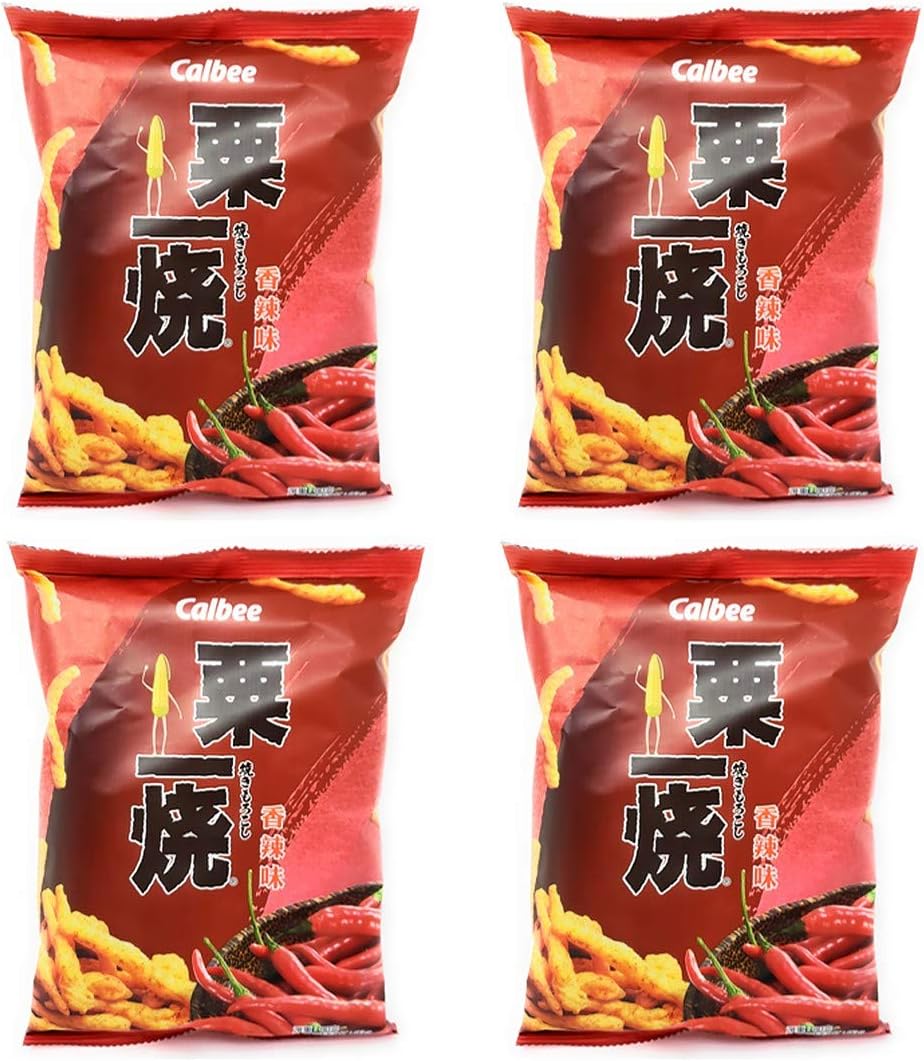 Grill-A-Corn Hot & Spicy Flavored Chips (4 Pack, Total of 320g)