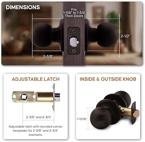 Vista 15 de Copper Creek BK2090SS - Pomo para puerta de bola, función simulada, paquete de 2, en acero inoxidable satinado