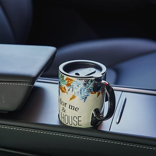 Miniatura 2 de Topadorn Taza de café con tapa, tazas de cerámica de 17 onzas, tazas de té de porcelana y café con leche para el hogar y la oficina, apto para