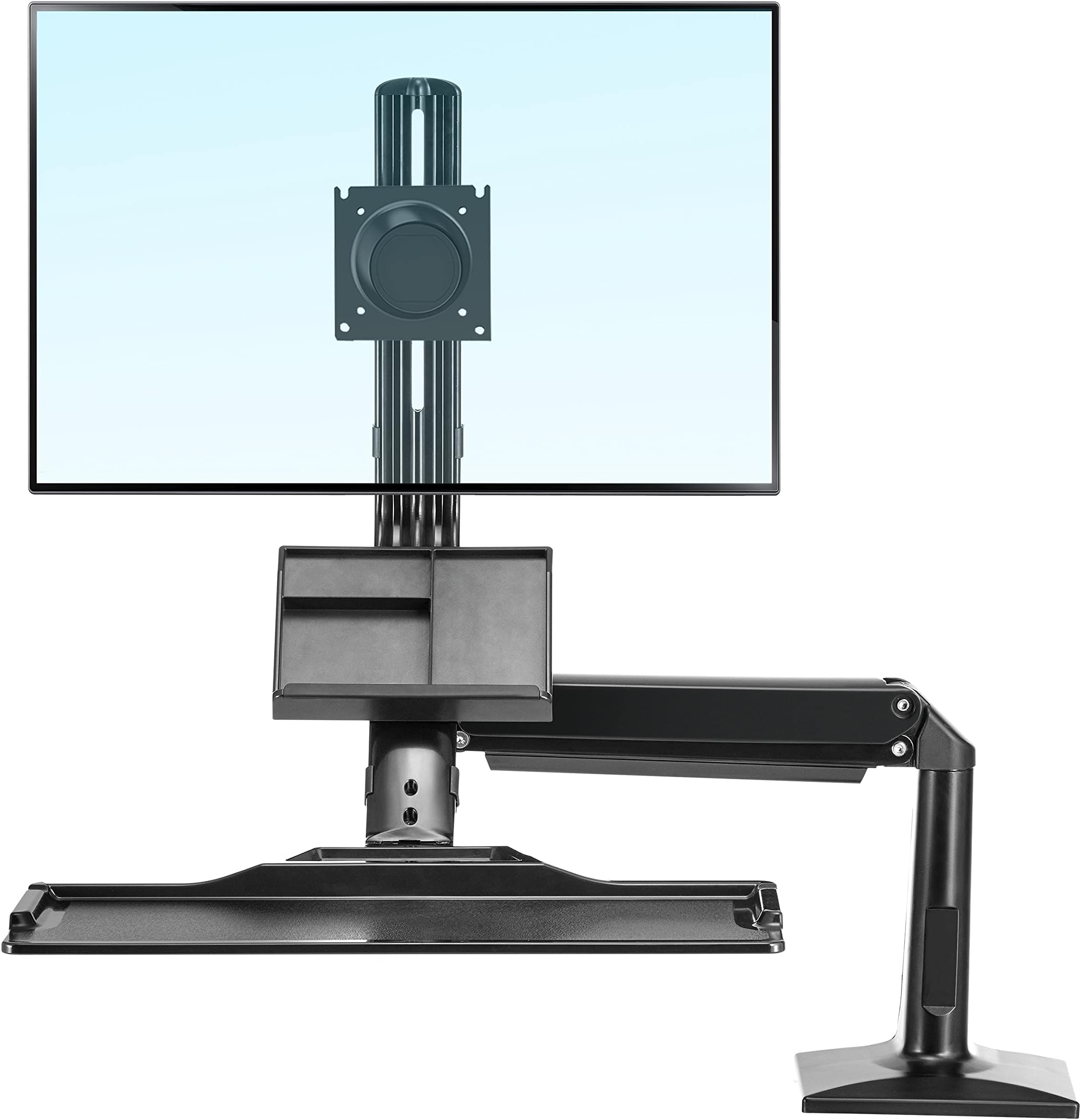NB North Bayou Sit, Stand Desk Height Adjustable Computer Riser Monitor and Keyboard Mounts for 22-35in Monitor (Black)