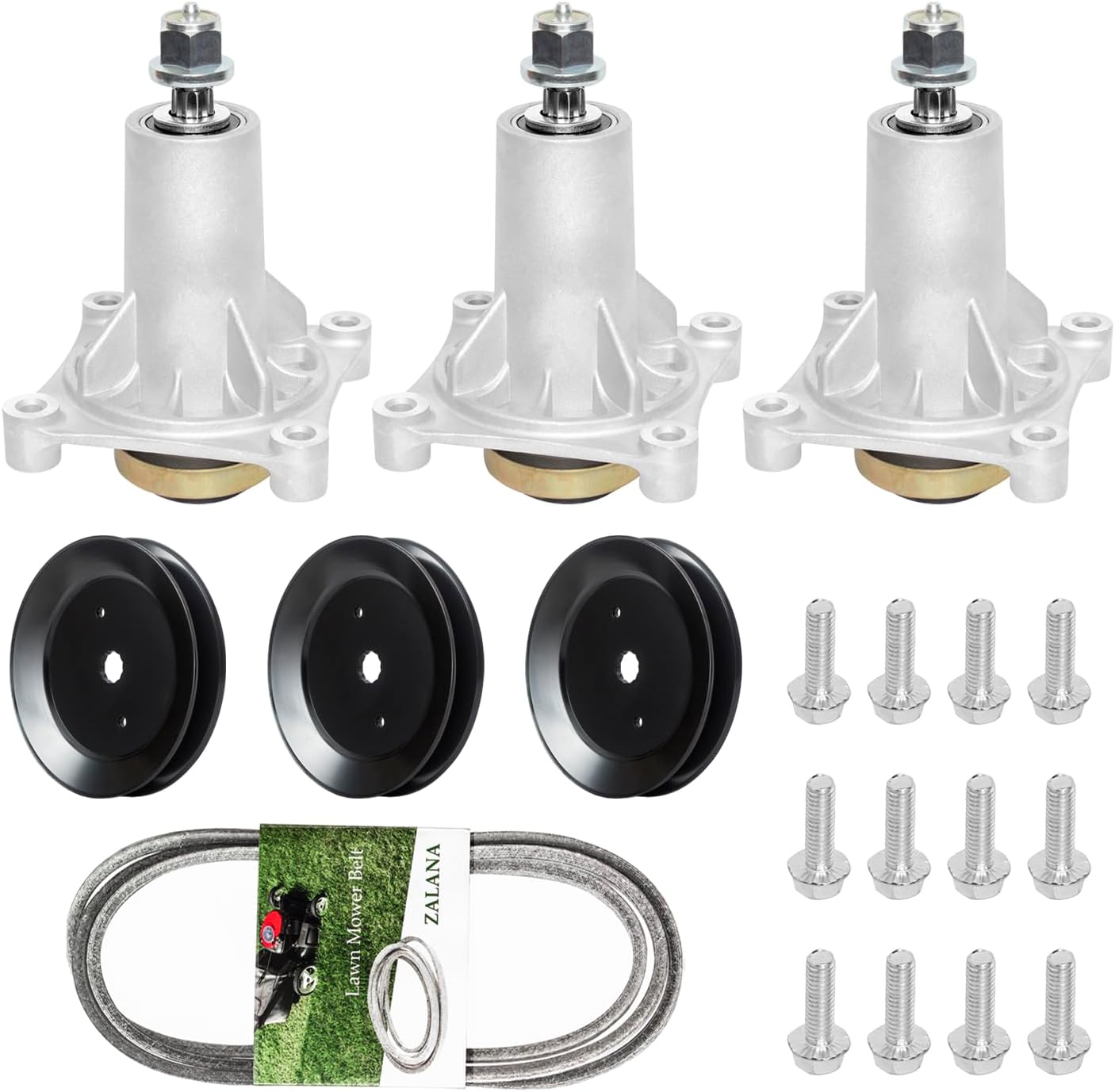 192870 Spindle Assembly + 195945 Pulley for Craftsman Husqvarna Ariens Poulan, Replace 187292 532187281 532187292 587819701 21546238, Mandrel for 42" 46" 48" 54" Mower Deck (46 Inch Deck Rebuild Kit)