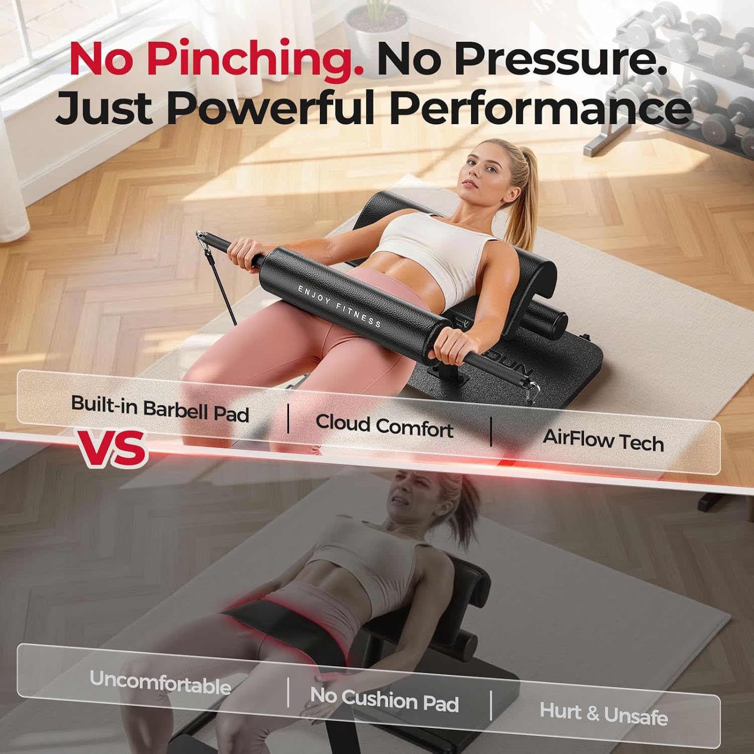 FEIERDUN HT1 Adjustable Hip Thrust Machine for Home Gym, Glute Workout Equipment with Padded Barbell Bar and 7-Level Progressive Resistance, 6-in-1 Hip Thrust Bench for Hip Thrust, Sissy Squat