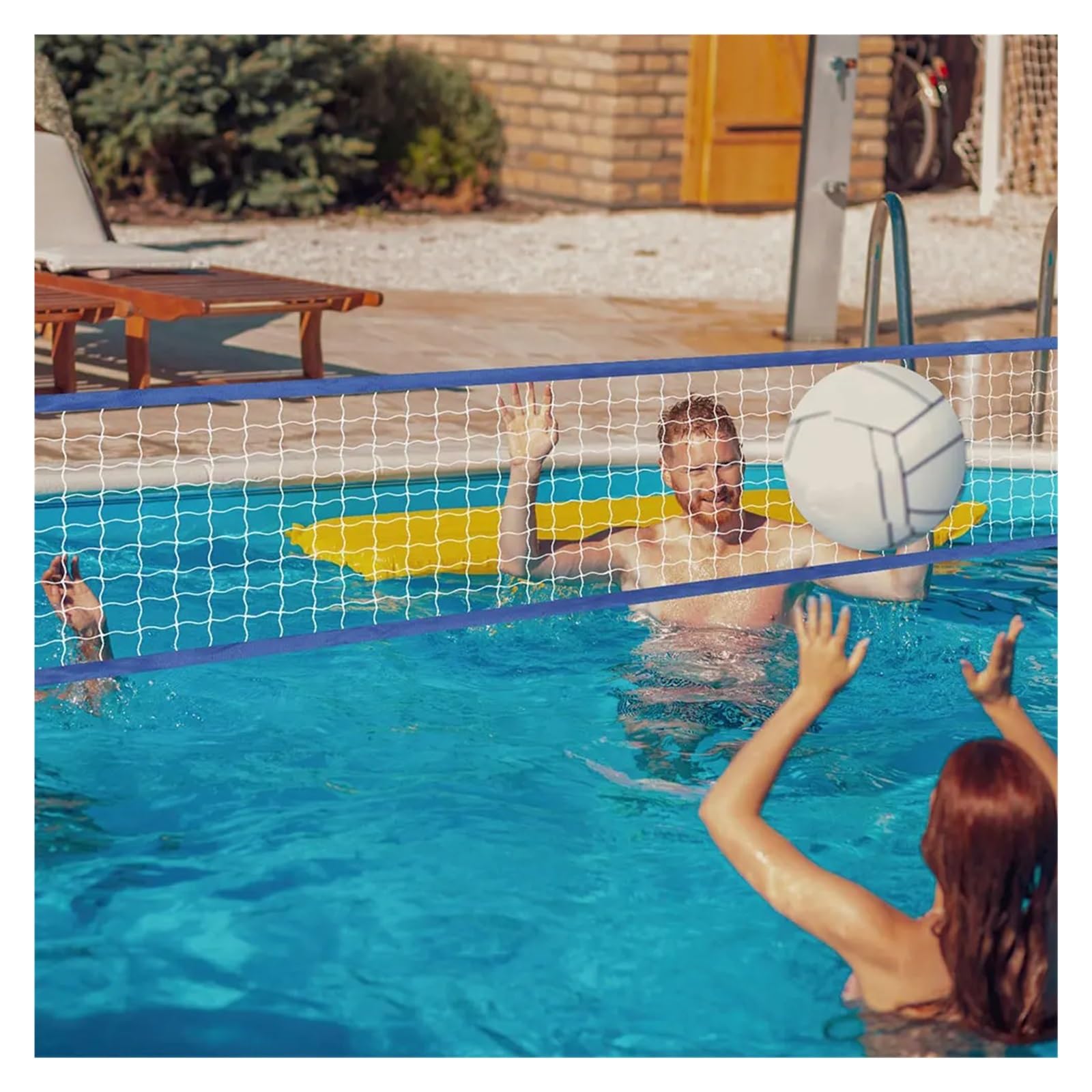Filet de Volley-Ball de Remplacement for Piscine 4,5 m x 90 cm avec Sac de Transport, Portable et réglable, for Piscine extérieure et Plage pour Piscine