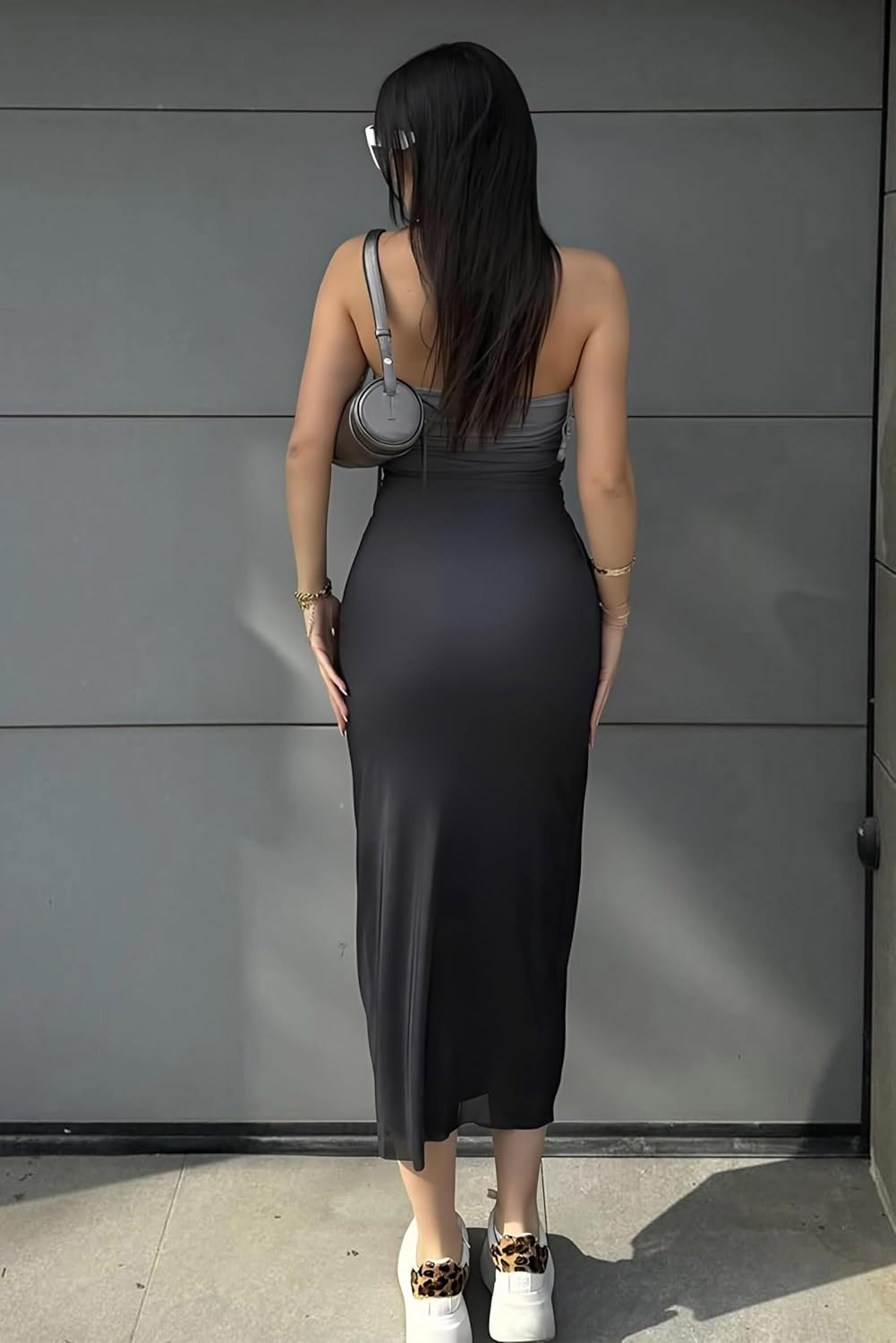 ABMOIU Women's Summer Strapless Maxi Dress Sexy Printed Tube Top Ruched Bodycon Long Party Club Dresses - Image 5