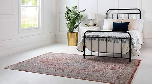 Miniatura 2 de Unique Loom Noble Collection - Alfombra de área tradicional, envejecida, vintage, geométrica, con borde, 4 pies 0 pulgadas x 5 pies 7 pulgadas,