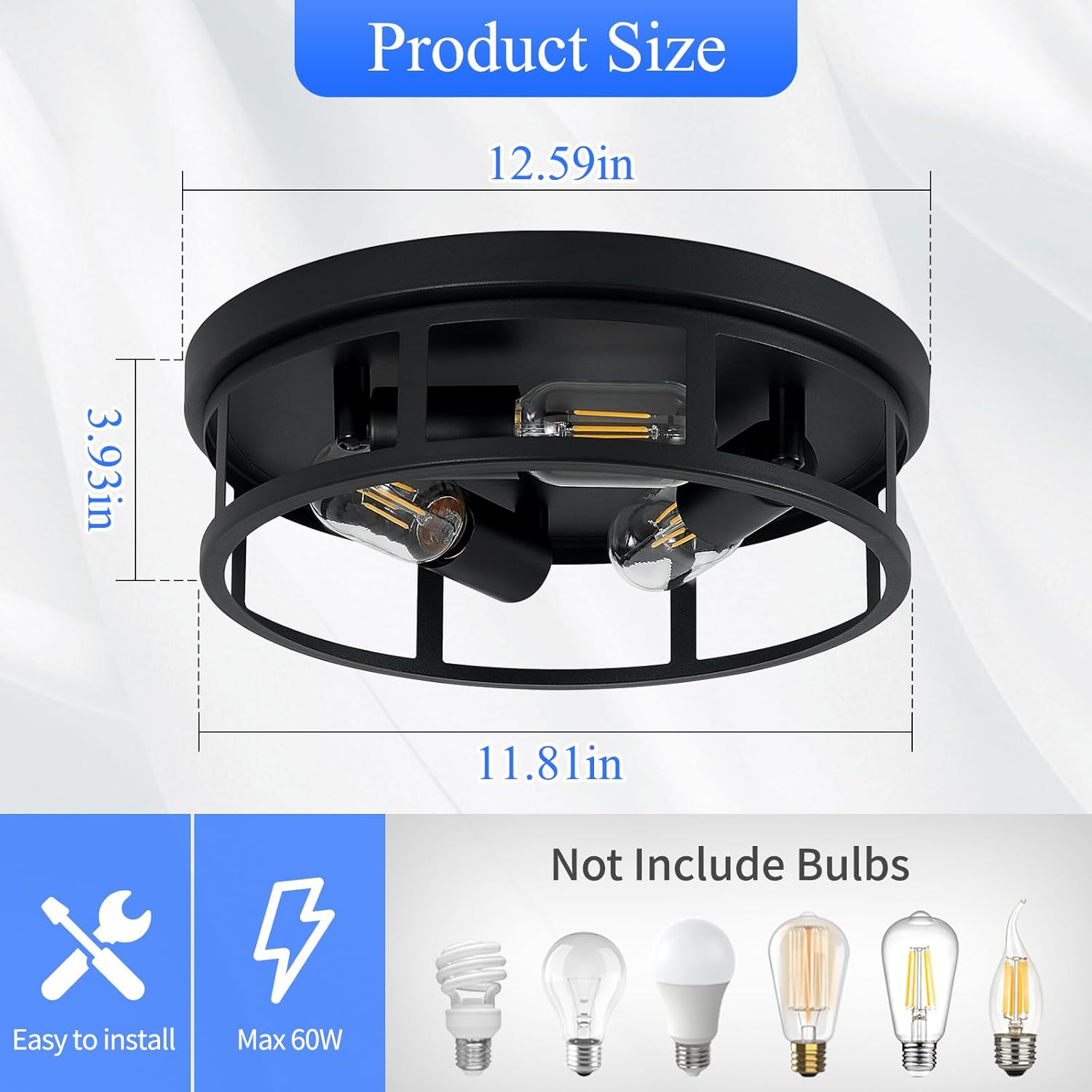 SKEJAO Ceiling Light Fixture,Black Flush Mount Ceiling Light,13 Inch Hallway Light fixtures Ceiling,Light Fixtures Ceiling Mount for Farmhouse,Kitchen (2, 13 inch)