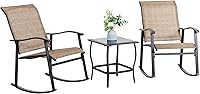 Vista 1 de Vongrasig - Juego de 3 piezas para exteriores, juego de bistro de tela textilene, juego pequeño de muebles de patio, sillas mecedoras para el porche