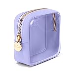 Embla London Makeup Bag Cosmetic Case, Clear Zipper Make Up Pouch and Toiletry Travel Tote, Cute Skincare Pouches for Women Girls, Preppy Purse Cosmetic Organizer, Mini Makeup Bags, Lilac