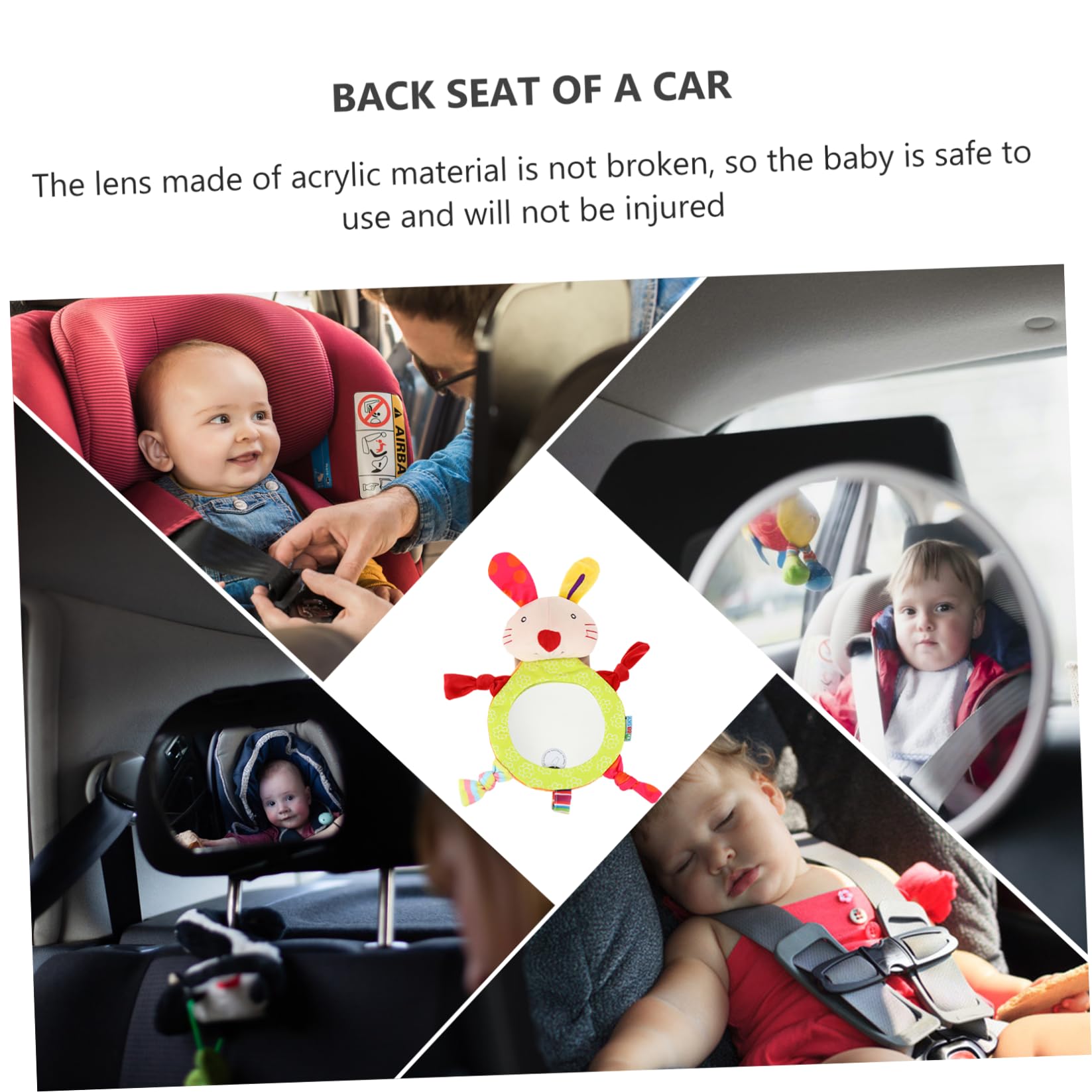Toyvian 3pièces Miroir De Sécurité Pour Garçon Fille Miroir Arrière De Voiture Cartoon Pour Garçon Fille Design Lapin Pratique Et Pour Véhicules Familiaux
