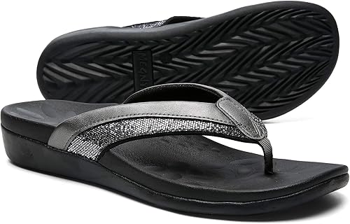 MEGNYA Comfortable Walking Flip Flops Women, Orthopedic Sandals with Arch Support, Flat Feet Pain Relief Sandals