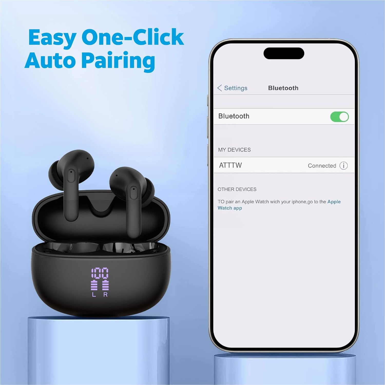 AT&T Essentials True Wireless Earbud with touch control icons
