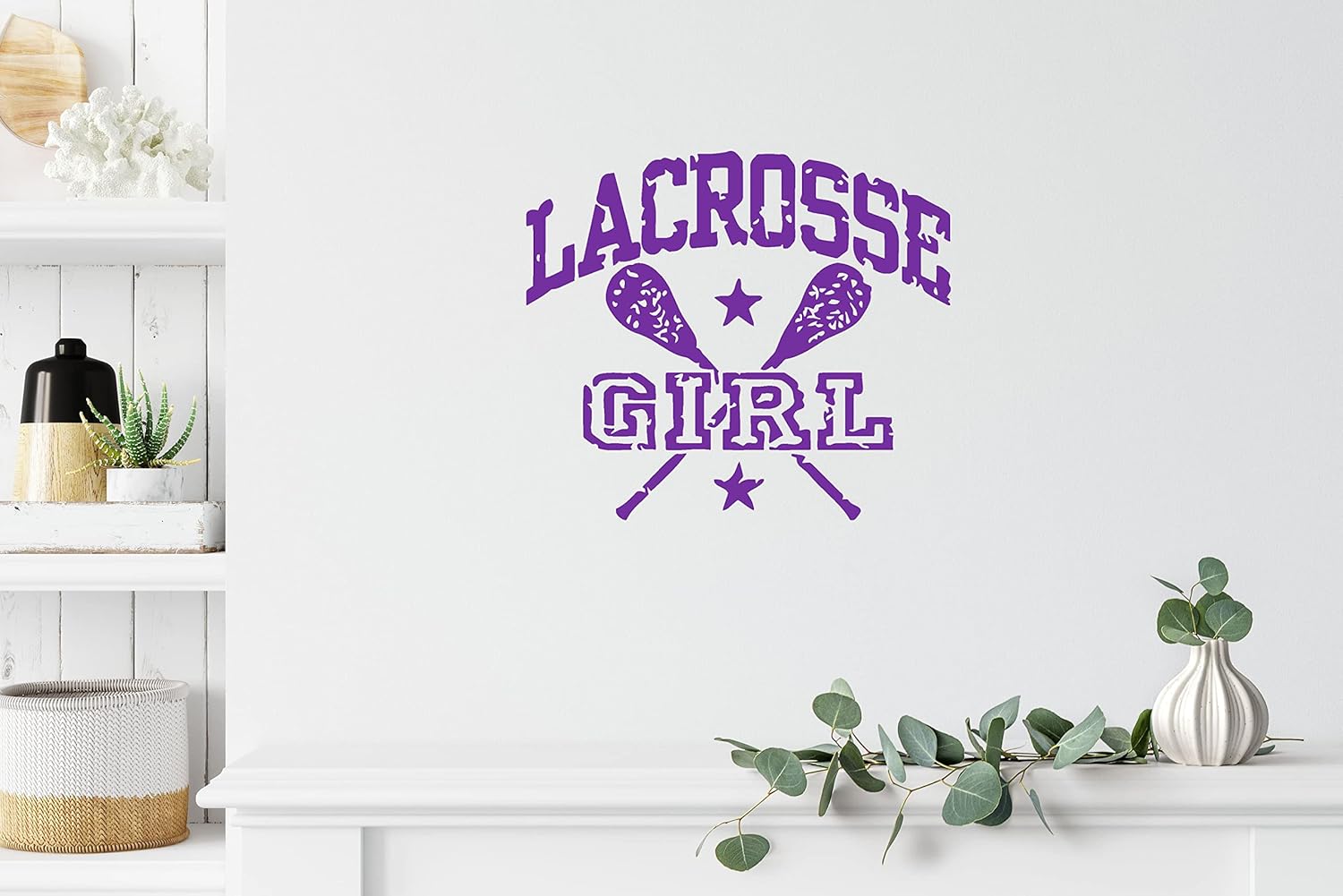 Resorv Decals Lacrosse Girl Wall Decal Logo Home Decor Sports Sticker Kids Teens Room