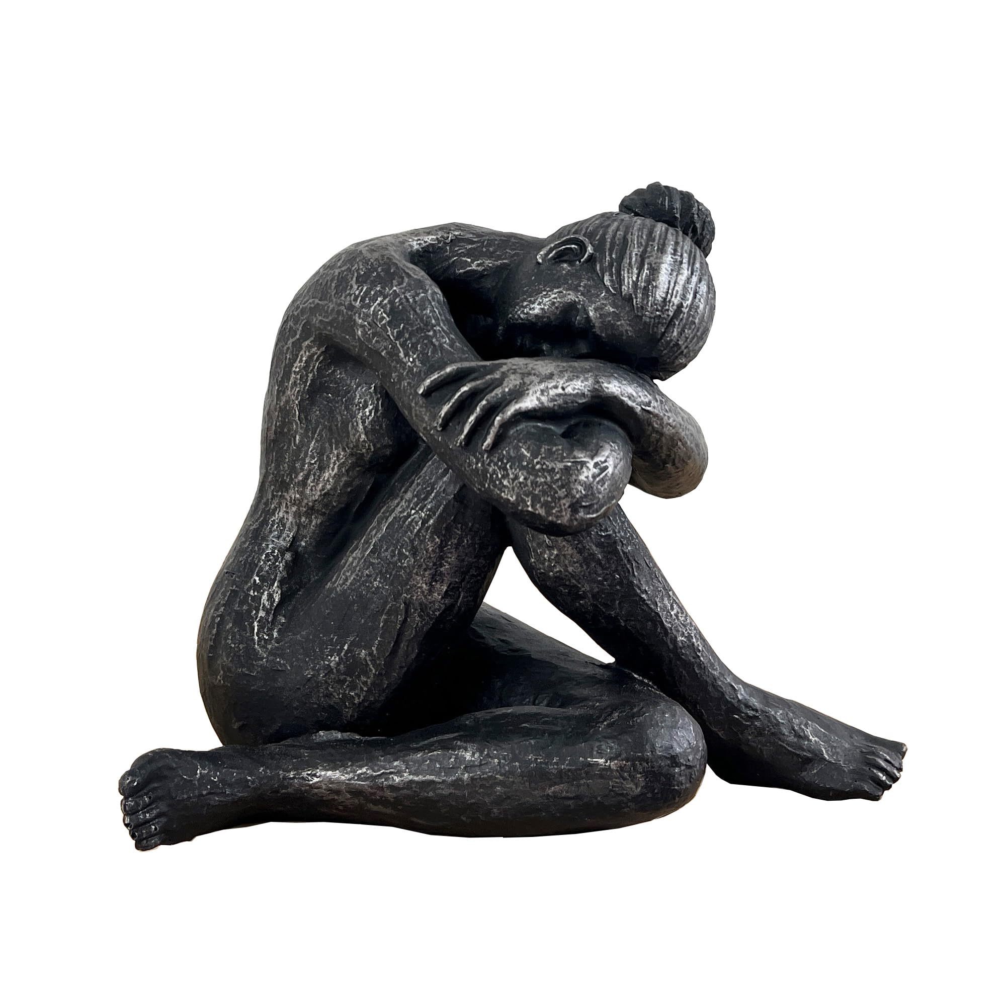 Alfie Francis Black 20.5Cm Tall Abstract Sitting Woman Statue Resin Ornament For Living Room Figurine Sculpture Art Home Decor