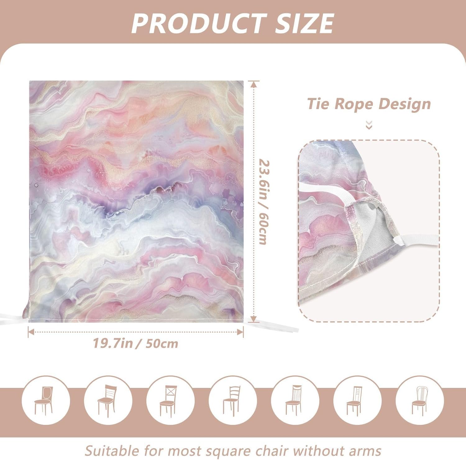 ALAZA Gradient Color Marble Chair Back Cover Set of 6, Washable Reusable Removable Chair Slipcovers Decorative Chair Cover for Home Kitchen Wedding Party