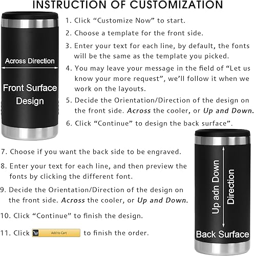 Miniatura 3 de iProducts US Enfriador de Latas Delgado Personalizado - Aislador de Acero Inoxidable de 12oz con Grabado Láser Personalizado para Hard Seltzer y
