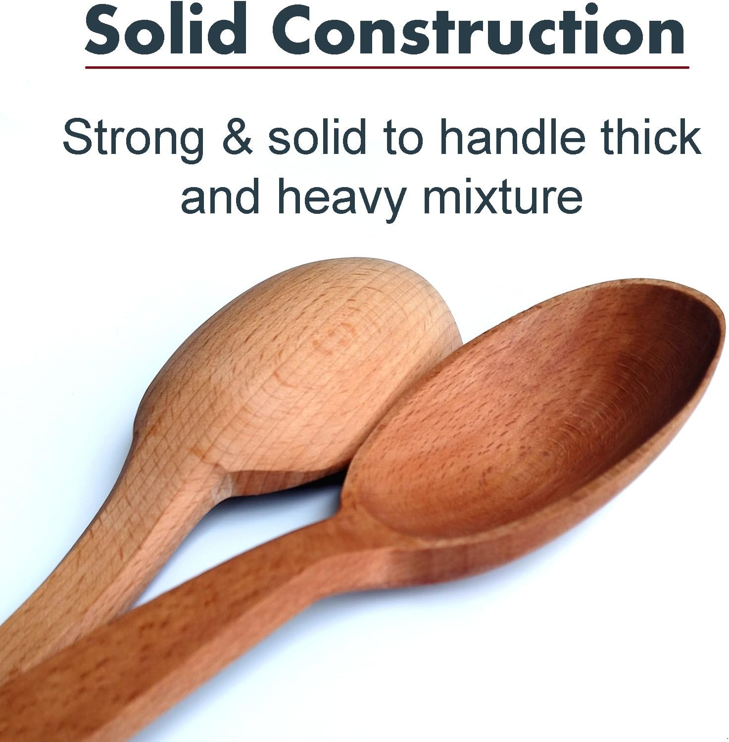 ECOSALL 14" Large Wooden Spoon with a Deep Scoop. Heavy Duty Big Non-Stick Cooking Spoon with a Strong Long Handle for Stirring, Mixing, Canning in Big Pots. - Image 8