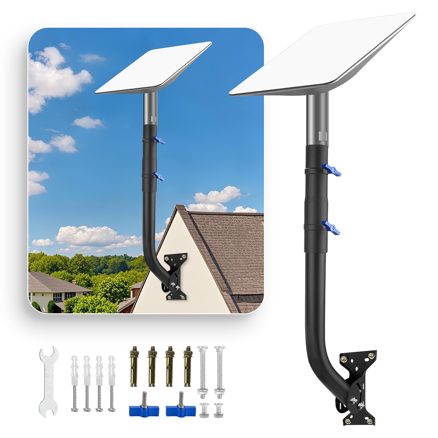 Kit Di Montaggio Regolabile A 360° Per Starlink Gen 2 – Supporto Da Tetto In Acciaio Inox Per V2 Standard Dish, Incluse Viti E Fascette