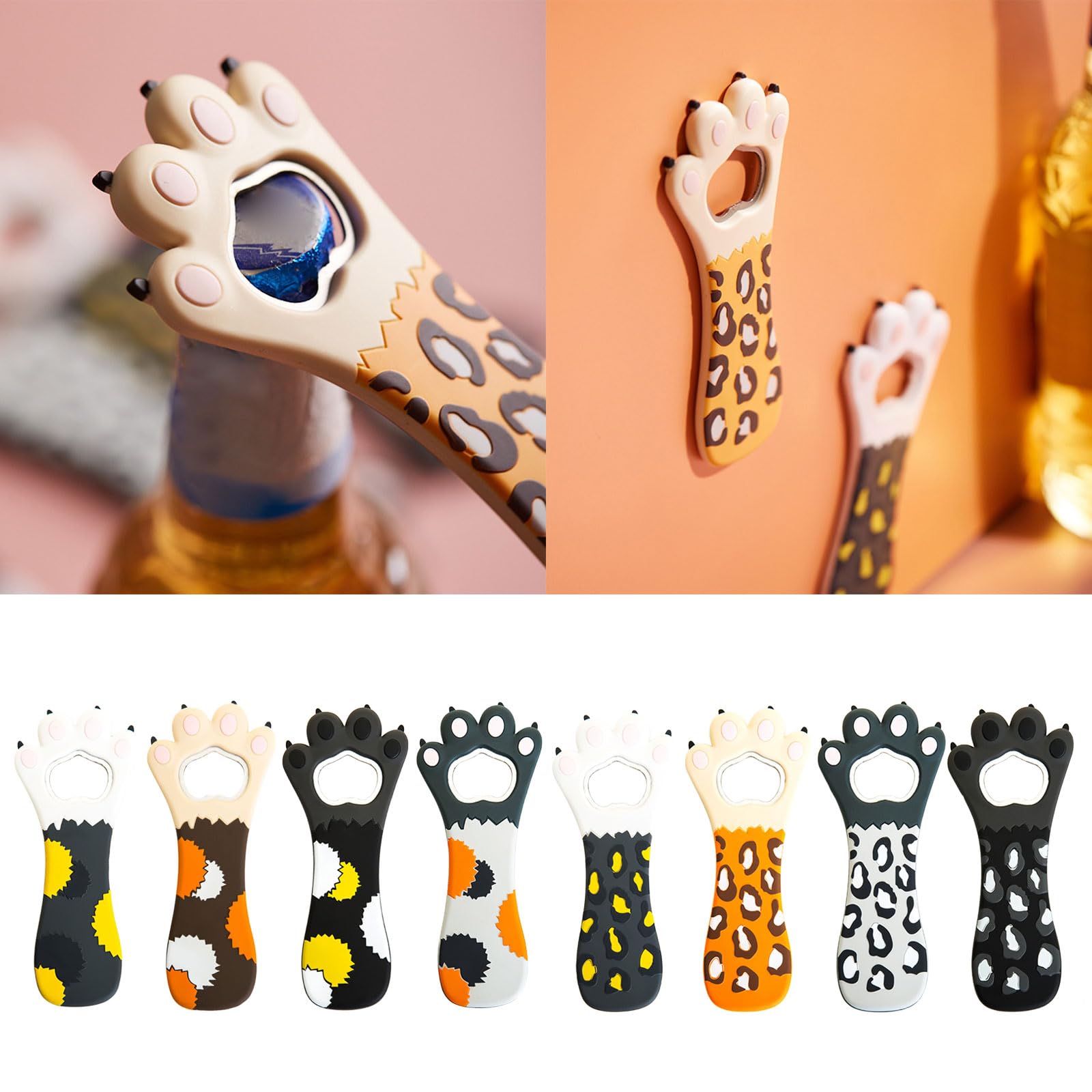 2 Apribottiglie Magnetici A Forma Di Animale - Scimmia E Coniglio, Con Magnete E Impugnatura In Silicone