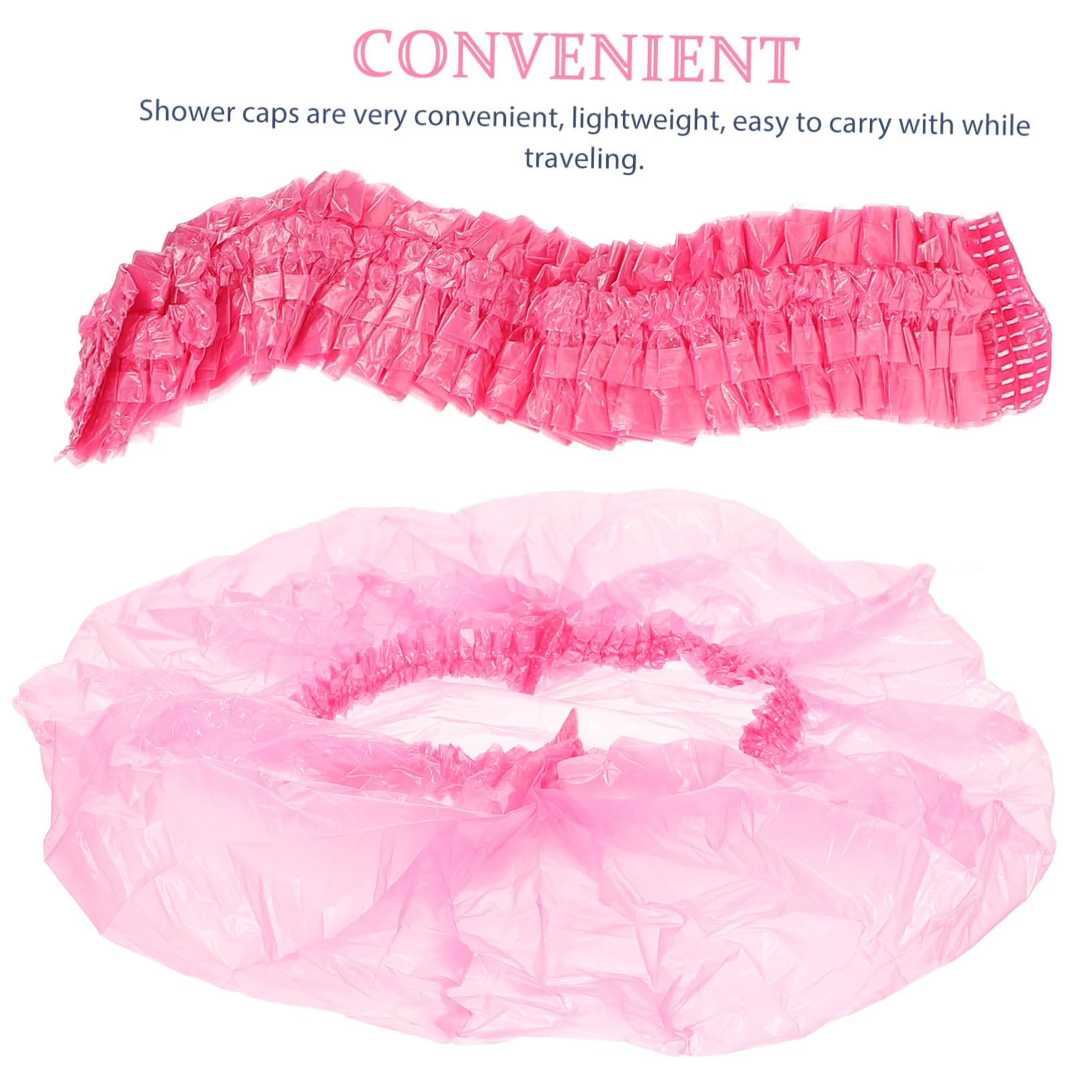 PLAFOPE Einweg Duschhauben 44cm 500 Stück für Damen aus Kunststoff Leicht Elastisch Rosa Farbe für Bad und Gesichtspflege