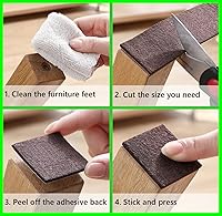 Vista 58 de Tiras de fieltro con respaldo adhesivo, tiras de fieltro adhesivas, paquete de 4 rollos de fieltro 1/2 x 60 pulgadas, cinta de fieltro beige