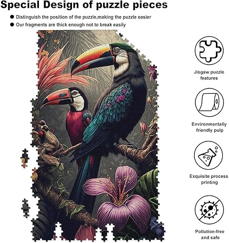 Miniatura 5 de Grandes rompecabezas para adultos, rompecabezas de 1000 piezas de pájaro tucán para adultos, juguetes de regalo, decoración familiar, rompecabezas
