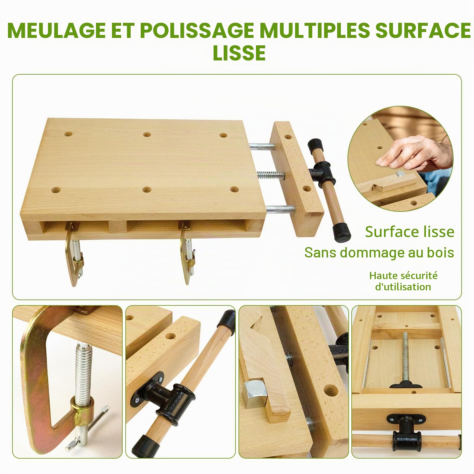Établi Bois Portable avec Étau, Établi Menuiserie Table de Travail 46,5 cm | Mini Établi Bois Compact avec Étau, pour Atelier Garage, Idéal pour Sculpture, Serrage, Coupe, Rabotage et Bricolage DIY