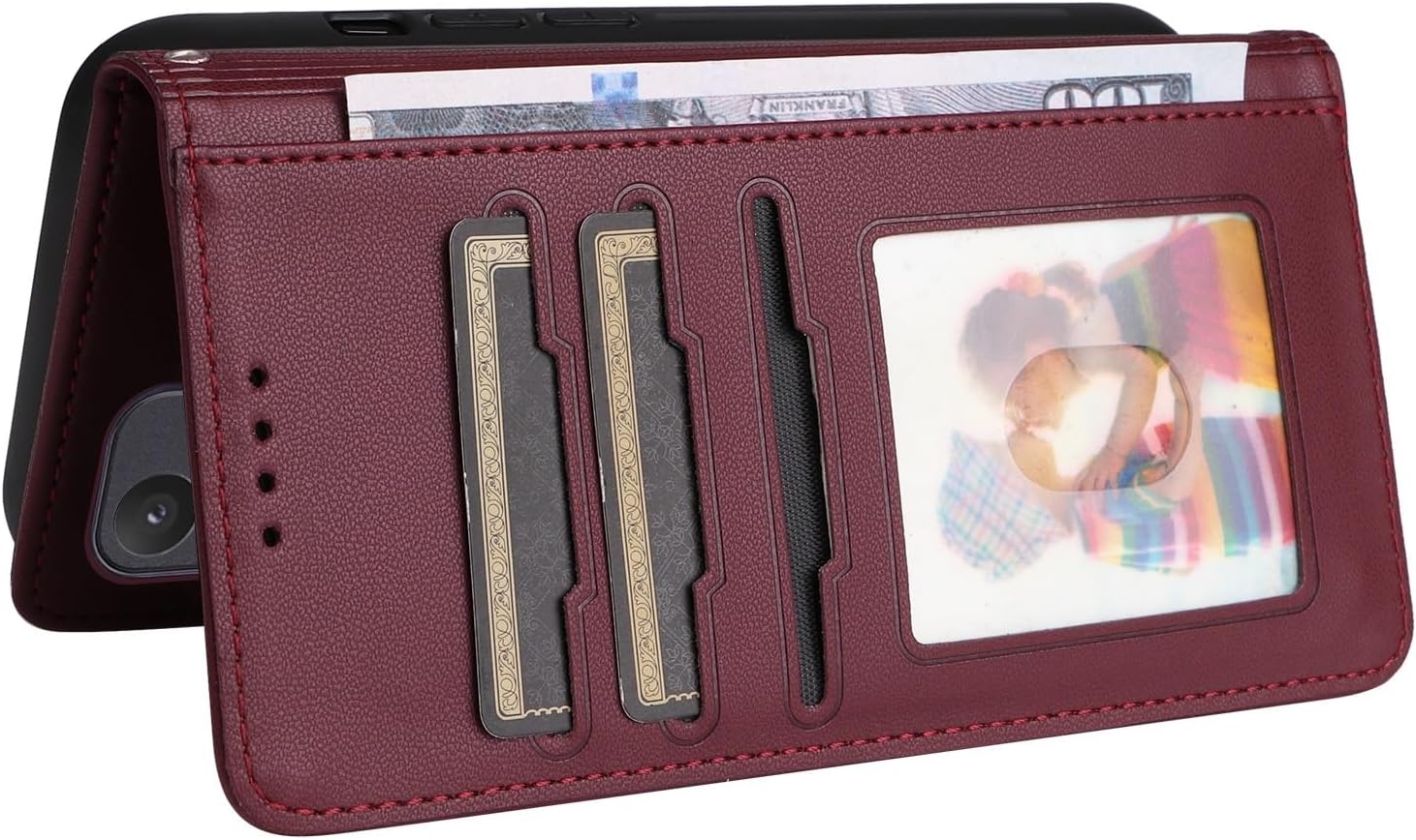 for Samsung Galaxy A55 5G Wallet Case with Card Holder Detachable Case, Phone Cover Leather Flip Folio Case for Samsung Galaxy A55 5G.Wine Red