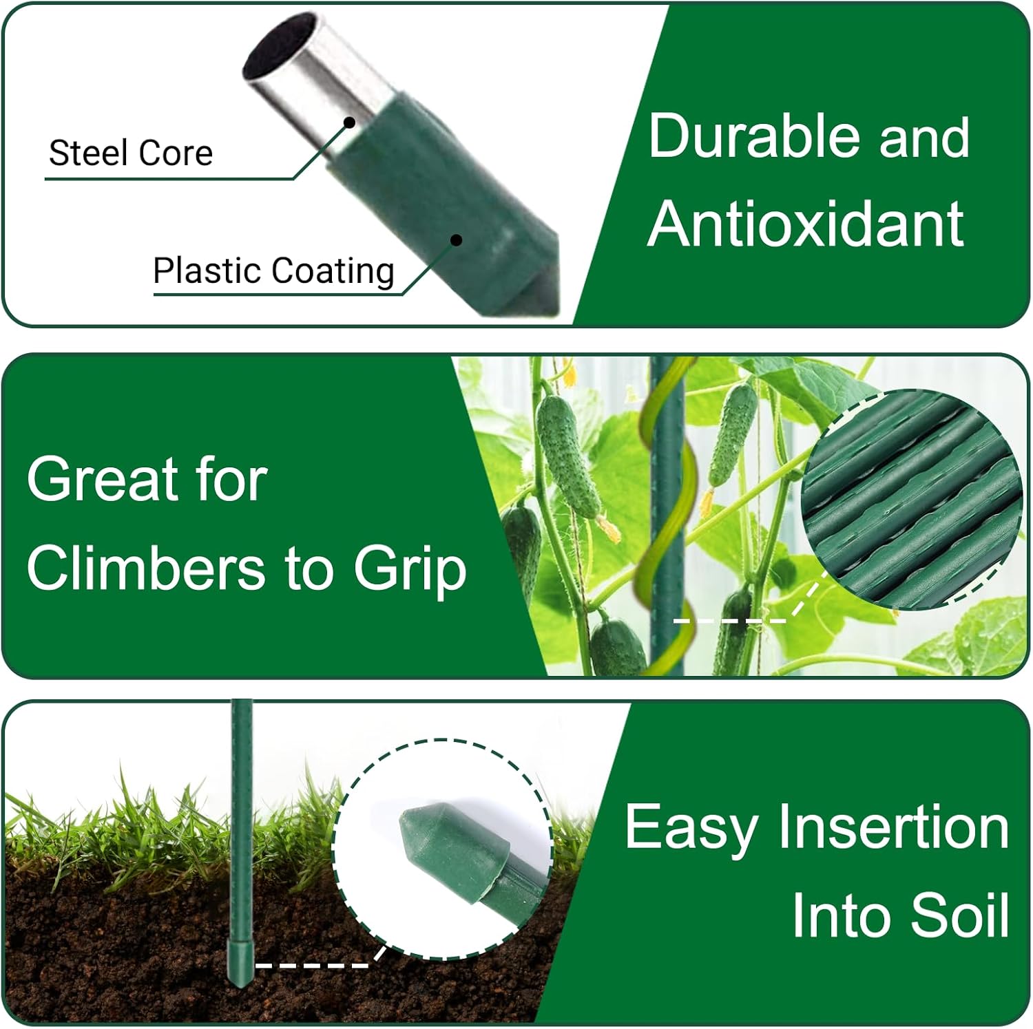 Garden Stakes 24 Inches Steel Plant Stakes Tomato Stakes 2ft Pack of 25